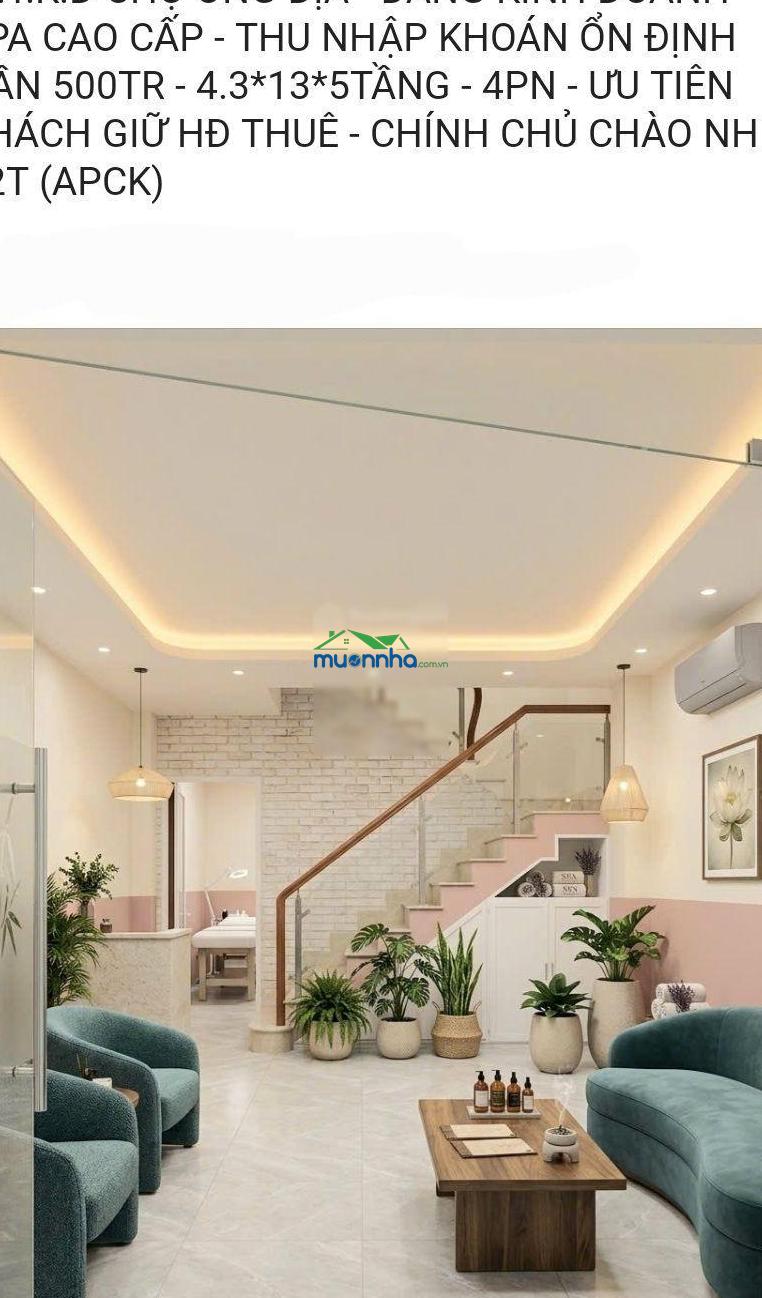 M.t.k.d chợ ông địa - đang kinh doanh spa cao cấp - thu nhập khoán ổn định gần 500tr - 4.3*13*5tầng
