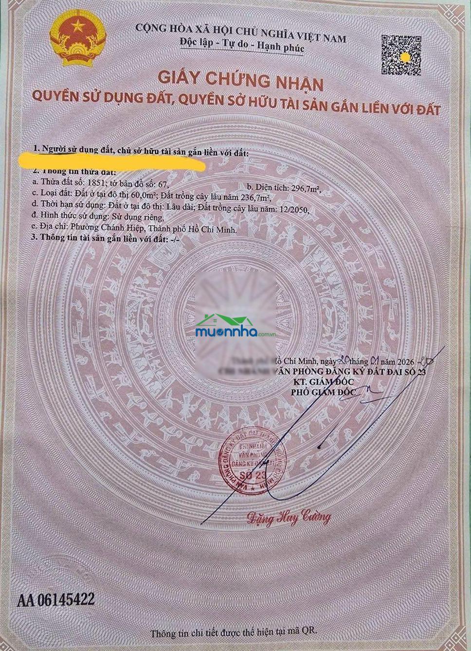 Đẹp 10x30m giá chỉ 3 tỷ 850tr định hòa cách trần ngọc lên 200 mét bệnh viện 1500 giường 700 mét