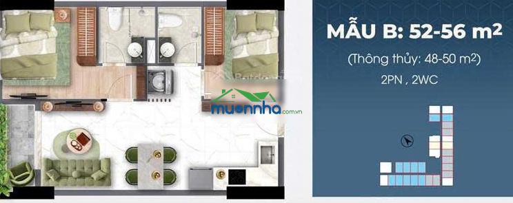 Bán nhanh căn 2pn2wc suất nội bộ view đông nam. chiết khấu 160tr giá hđ chỉ 2,681tỷ. ký hđ 5%~134tr