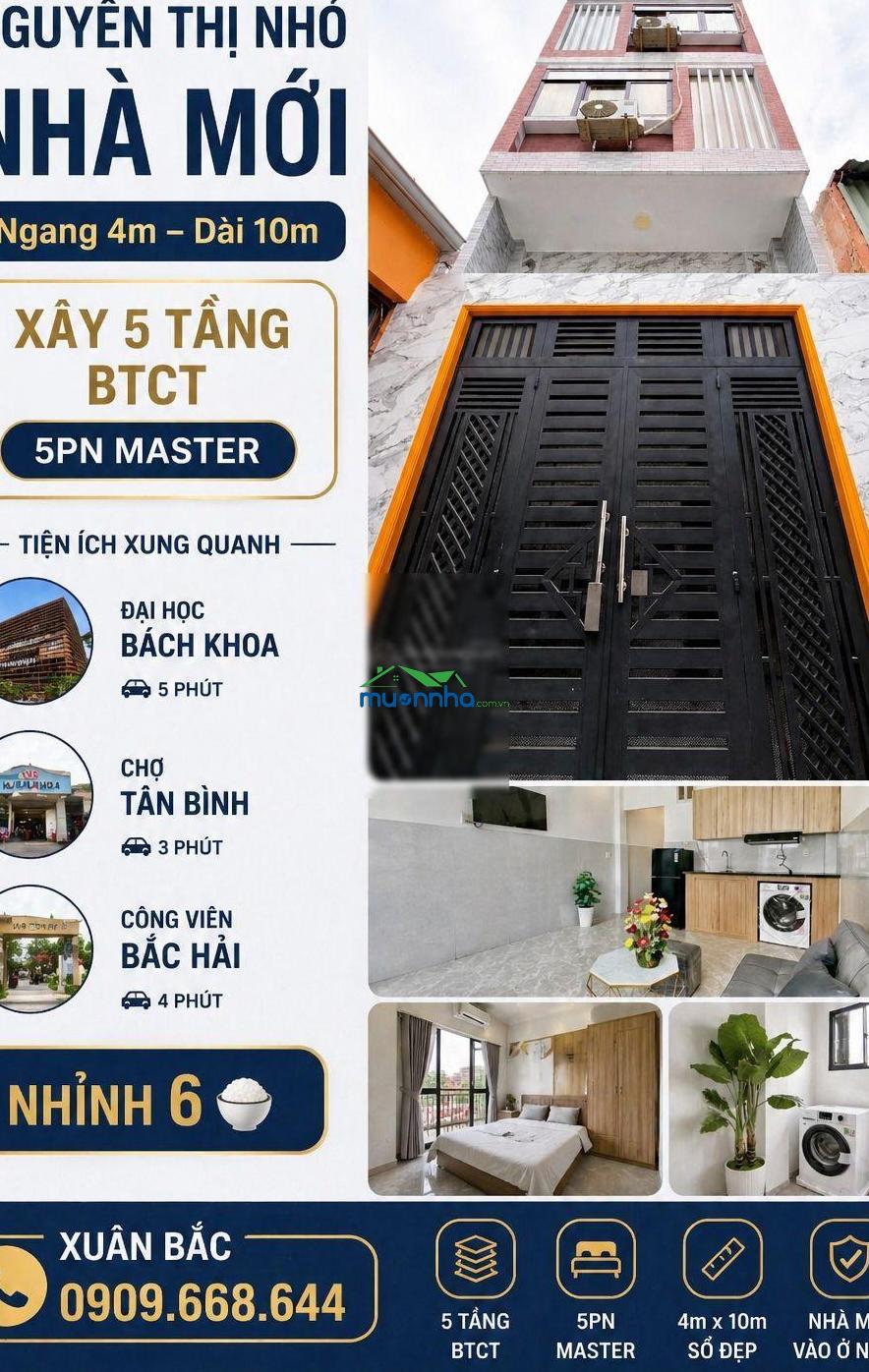 Sát mặt tiền nguyễn thị nhỏ ngay siêu thị coopmart kế cx lữ gia nhà đẹp 5 tầng với 4pn hẻm thông