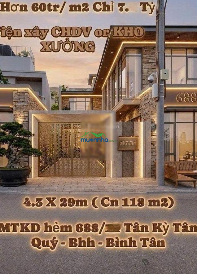 B107 - hàng ngộp! diện tích khủng, gần aeon tân phú - hẻm xe hơi, ngang 4.3x29m, c4, chỉ 7 tỷ hơn - 3