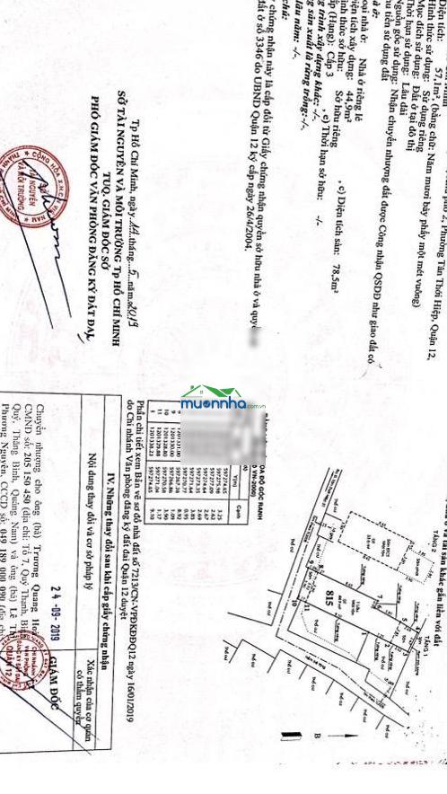Bán nhà riêng (1 trệt + 1 lầu) tại tân thới hiệp 57,1 m2