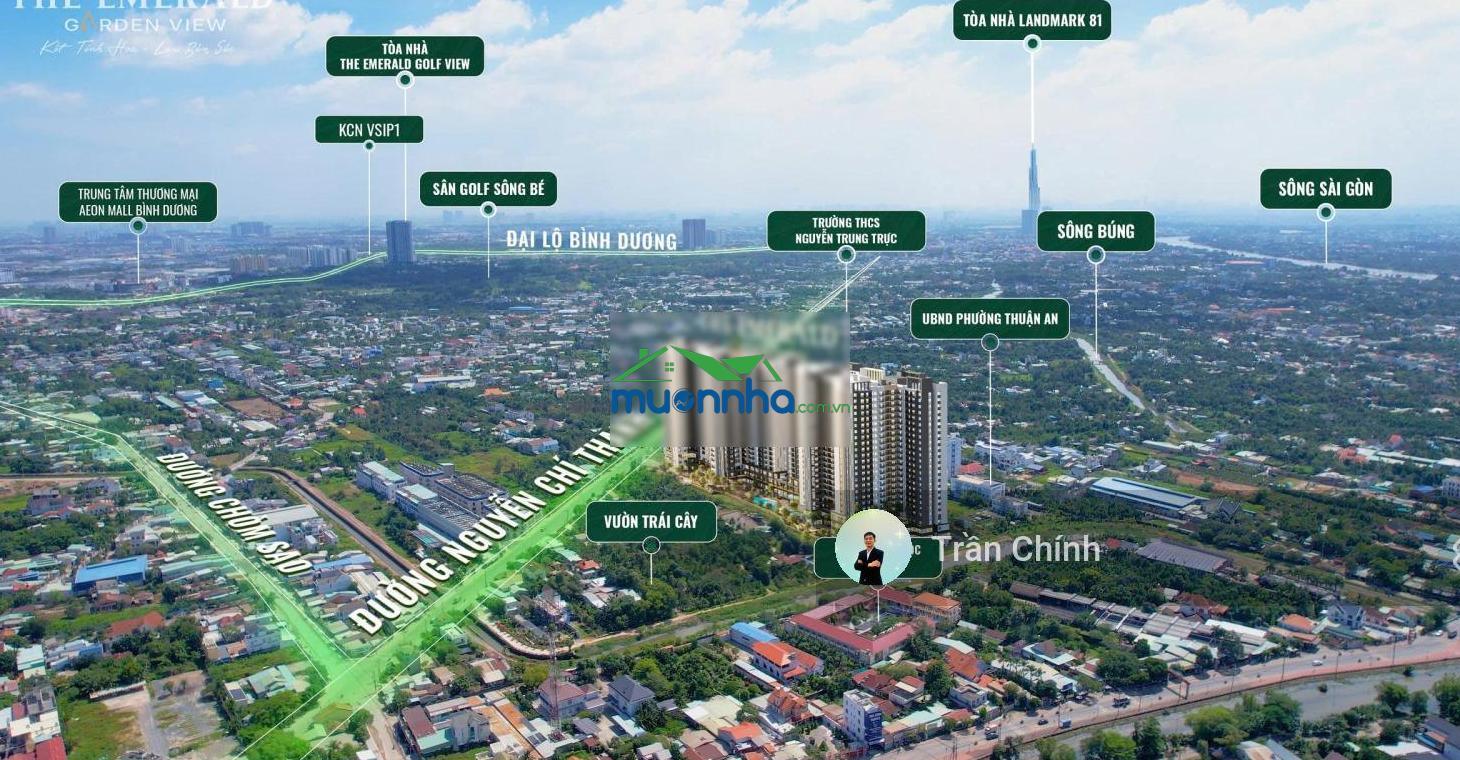 Bán căn 2pn - 67m2 view sân golf sông bé, tp hcm tại emerald garden view. dt 54m2, 2pn