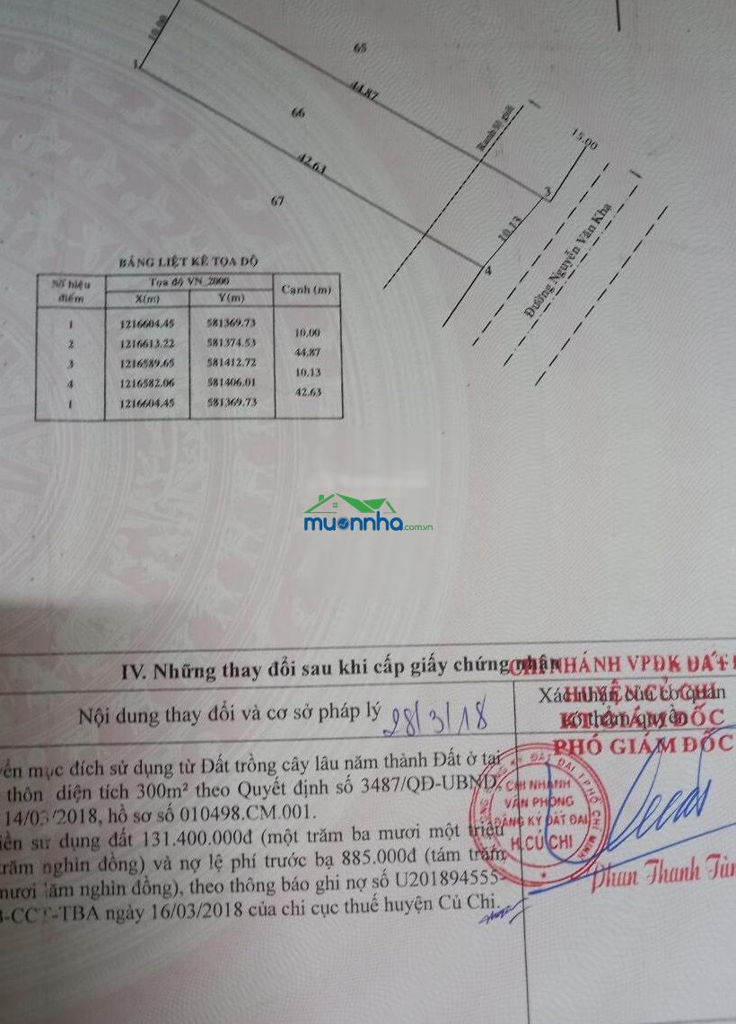 Mặt tiền nguyễn văn khạ, kcn tây bắc, 10x43=436m2 thổ cư 200m2, sổ riêng, giá ngộp 3,45tỷ