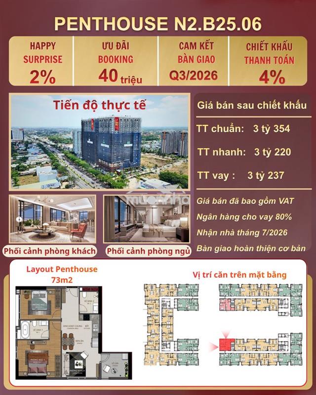 Penthouse độc bản tại maison grand - bàn giao tháng 7/2026