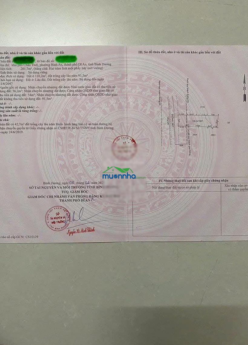 Bán lô đất ngang 7.3m bình an, dĩ an