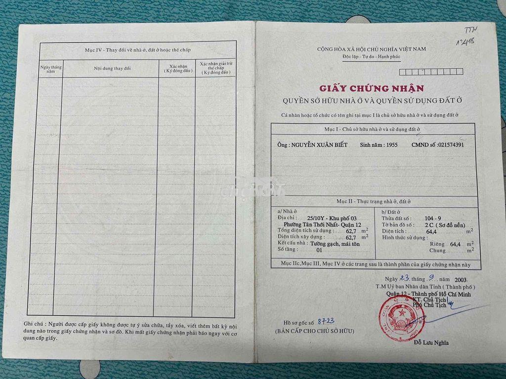 Bán nhà 121/ trường trinh q12 4.2x15 - 2
