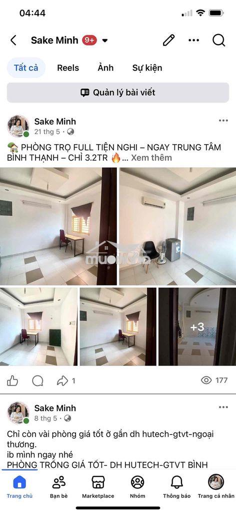 Cho thuê phòng trọ dh hutech, gtvt  3,2tr
