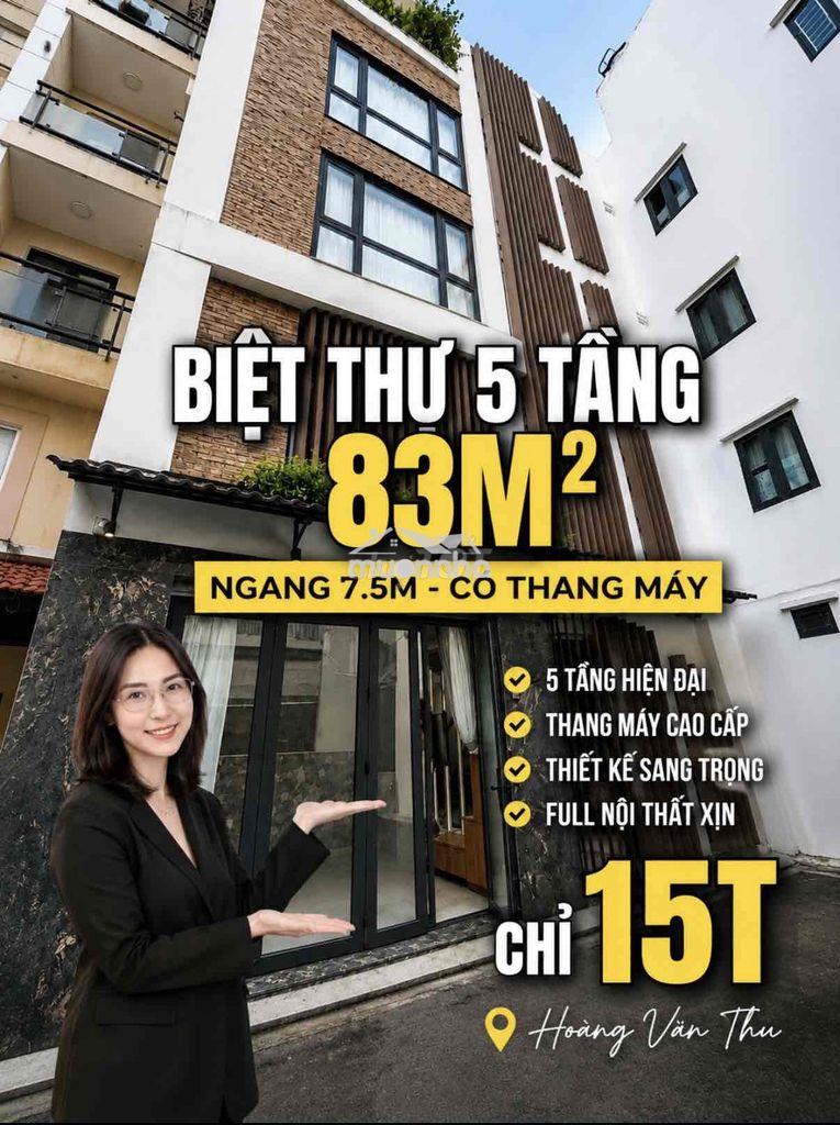 Bán biệt thự hoàng văn thụ, phú nhuận• 83m², 5 tầng, ngang 7.5m, 15 ty