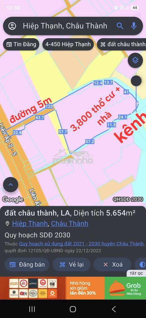 Bán 3,800m2 thổ + căn nhà 300m2, đường 5m, hiệp thạnh, c thành la