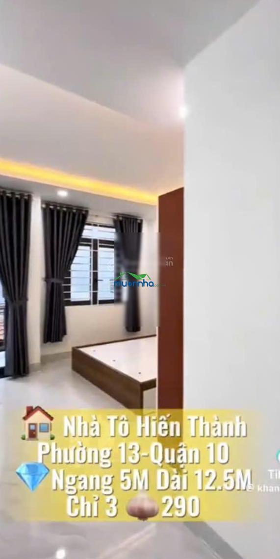 Cô chú đi mỹ định cư không sg nữa giá 3tỷ290tr. tô hiến thành q10 dt 62,5m2 hẻm 6m hđ thuê 19tr shr