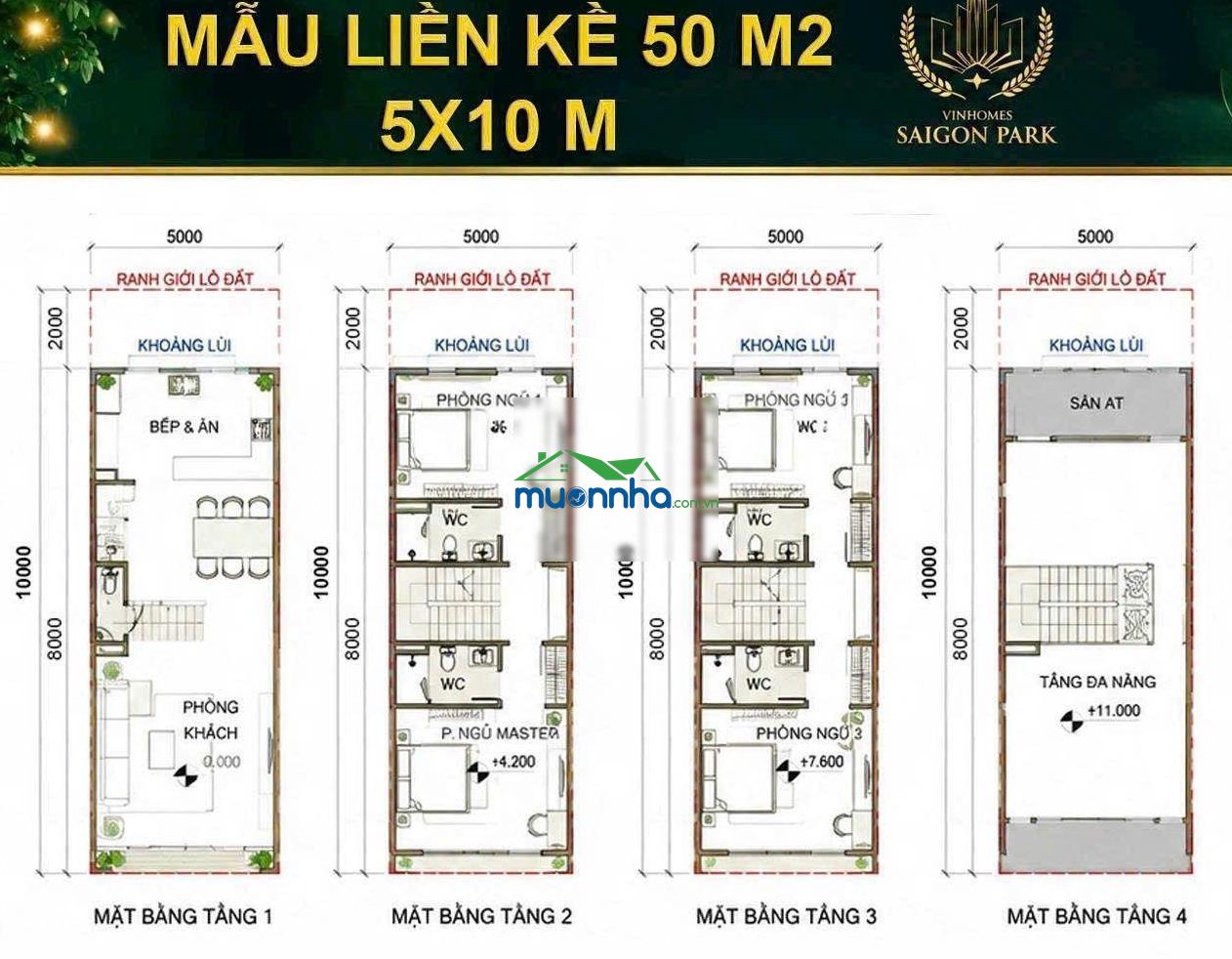 Nhà phố vinhomes sài gòn park 4 tầng vốn tự có chưa tới 2 tỷ căn 50m2 - 4