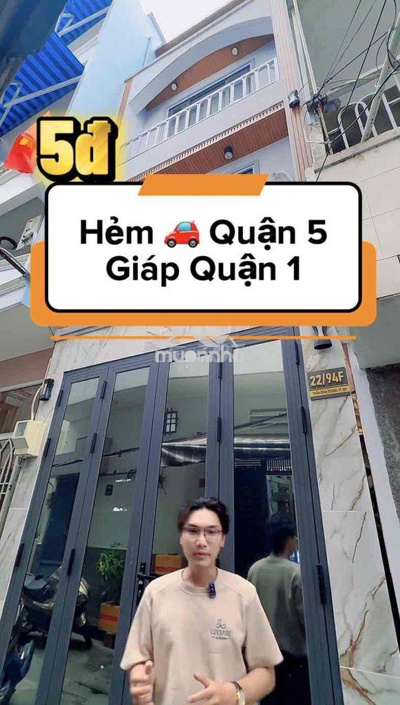 Hẻm xe hơi 1 trệt 3 lầu trình bình trọng quận 5 - giáp quận 1 sổ riêng