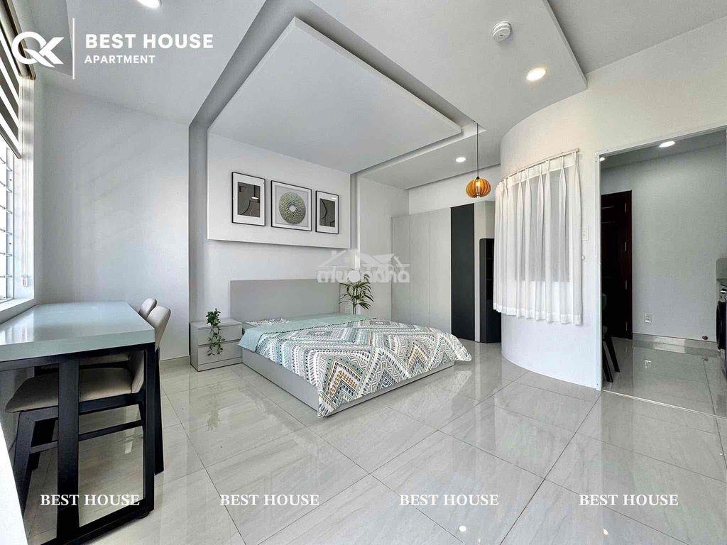 Căn hộ 1pn ban công tách bếp full nội thất tone trắng, phòng rộng đẹp - 3
