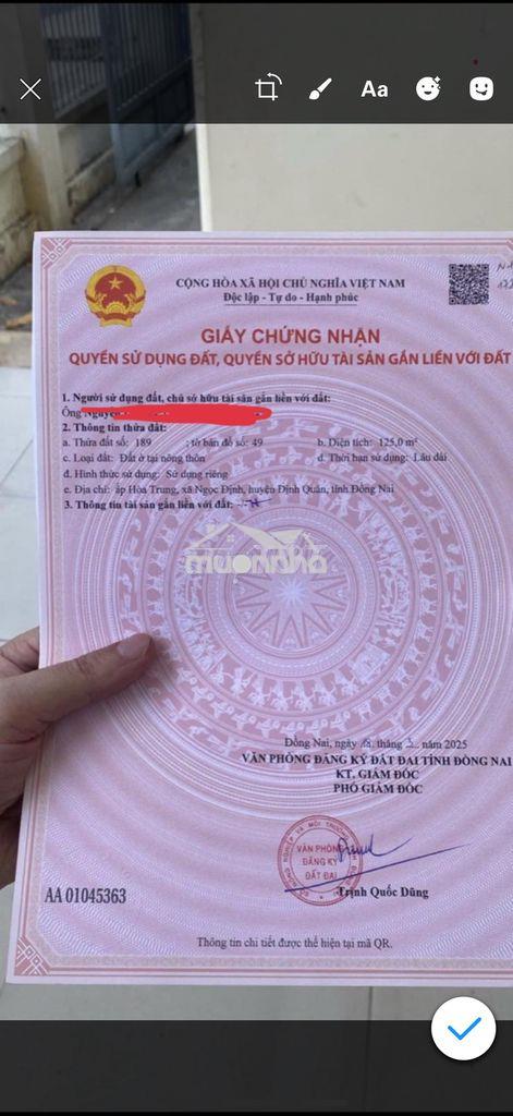 Đồng nai e thanh lý lô đất,đường ô tô,thổ cư.giaol - 2