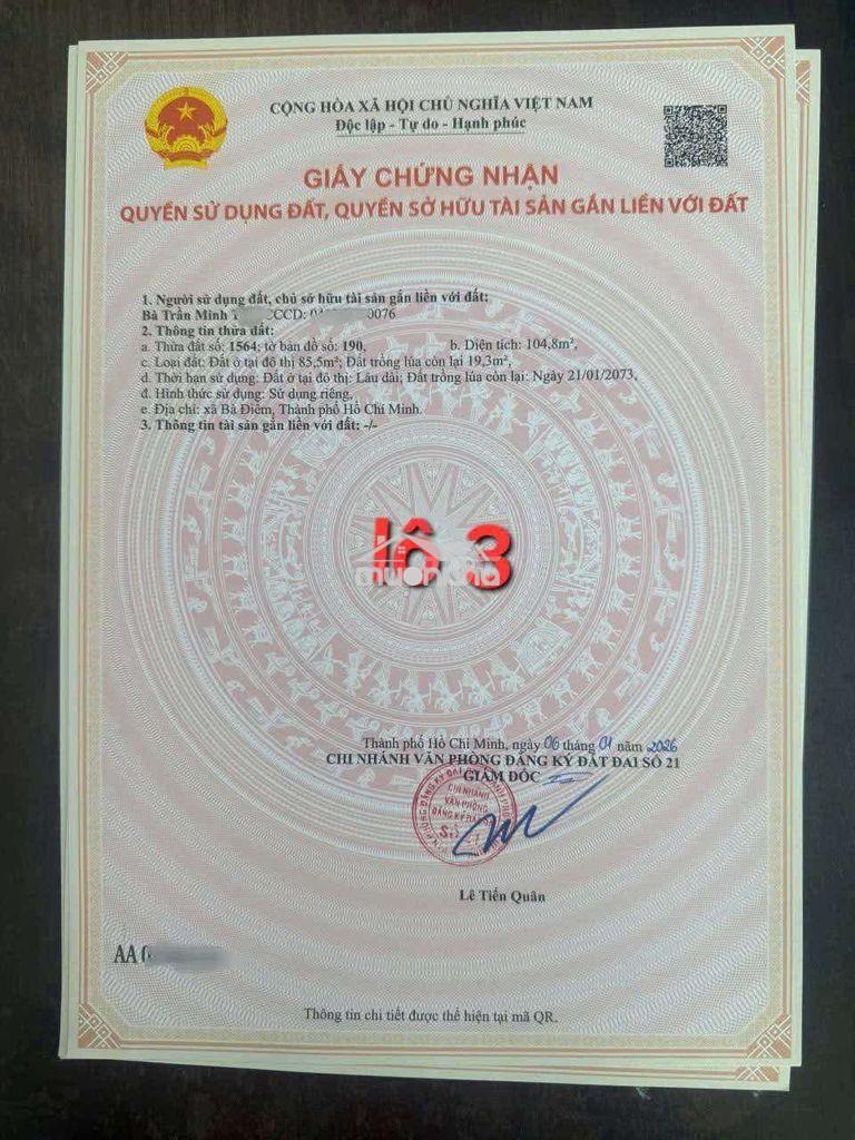 Bán đất thổ cư . mt đừơng nhựa 6m . dân cư đông . an ninh tốt - 2