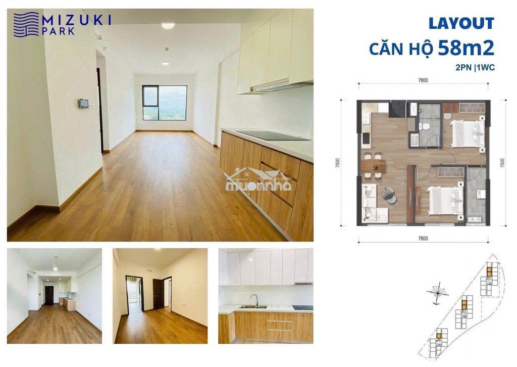 Bán căn hộ mizuki park | 58m2 2pn 1wc | sổ hồng sẵn | nội thất đẹp - 2