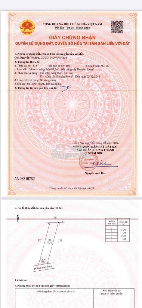 Bán đất lộc an long thành gần chợ