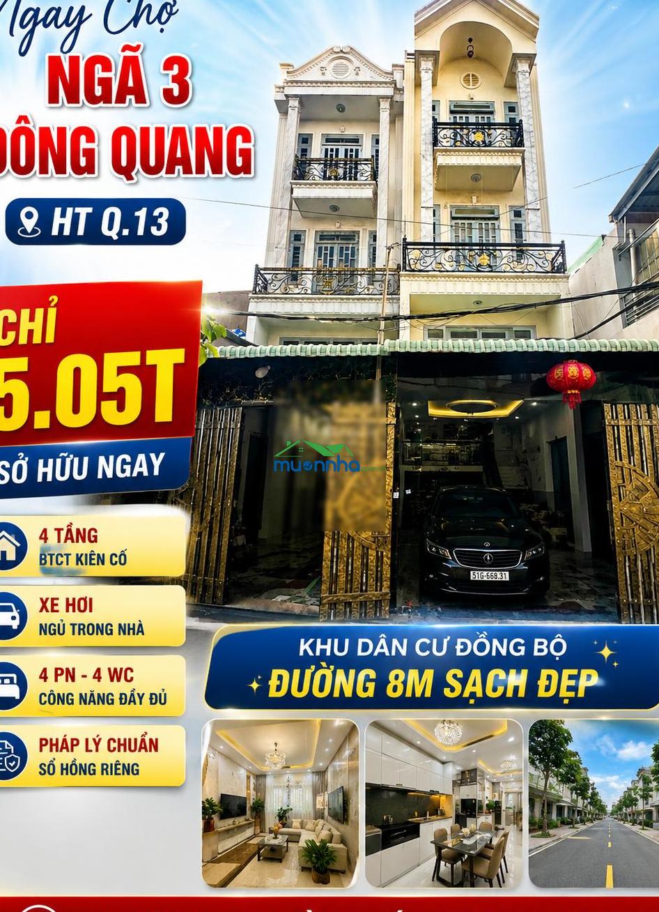 5.05 tỷ sở hữu nhà 4 tầng có gara ô tô ngay hiệp thành - 3