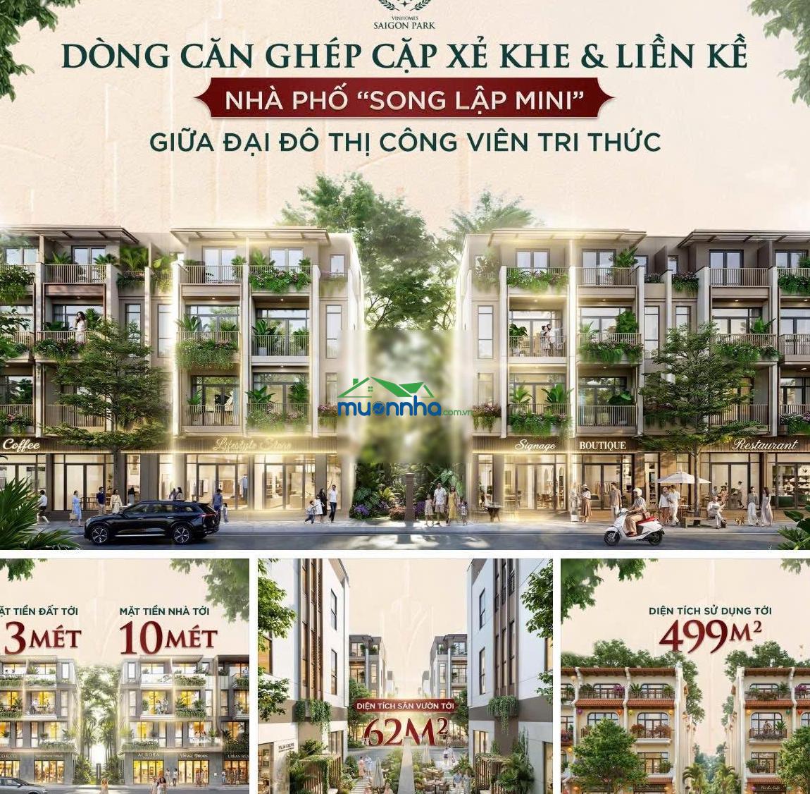 Nhà phố xẻ khe mặt tiền kép 13m tại phân khu cao cấp - vốn chỉ từ 5 tỷ