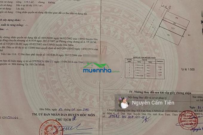 Bán gấp nhà đất cho khách đầu tư cạnh chợ đầu mối hóc môn 119m2 shr giá 1 tỷ 3 đường nguyễn thị sóc - 3