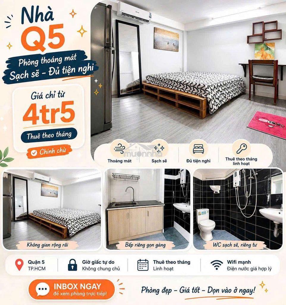 Phòng trọ đầy đủ nội thất trung tâm q3-q5 sát q1 - 3