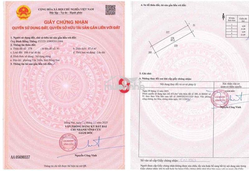 Đất sổ riêng thổ cư ngay chợ tân bình, liền kề kdc tín khải