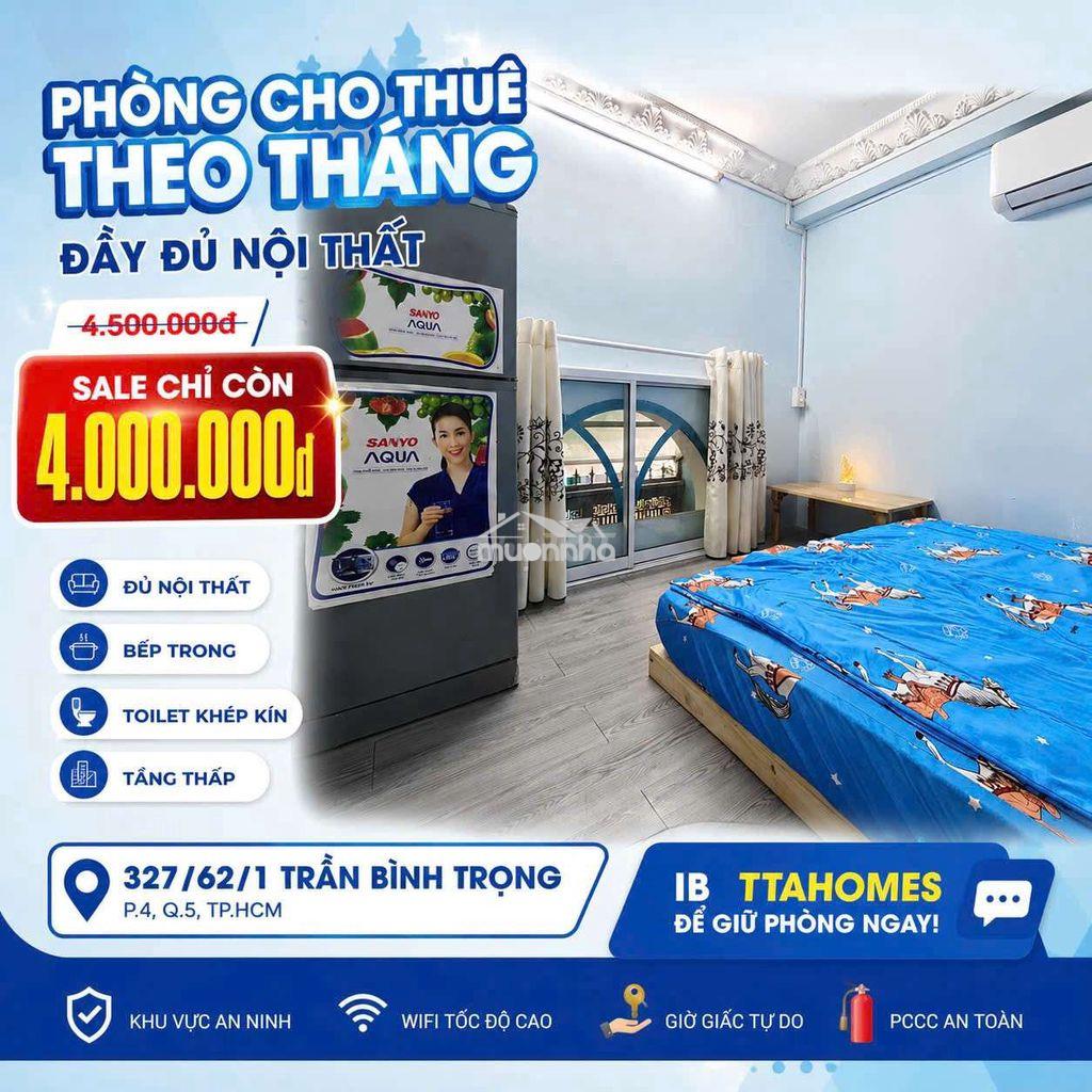 Phòng trọ đầy đủ nội thất trung tâm q3-q5 sát q1 - 4