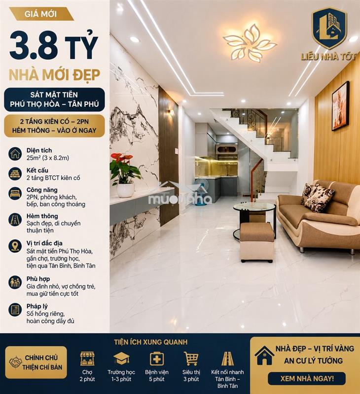 🔥 G.iảm còn 3.8 t.ỷ | nhà mới đẹp sát mặt tiền phú thọ hòa – tân phú 🔥