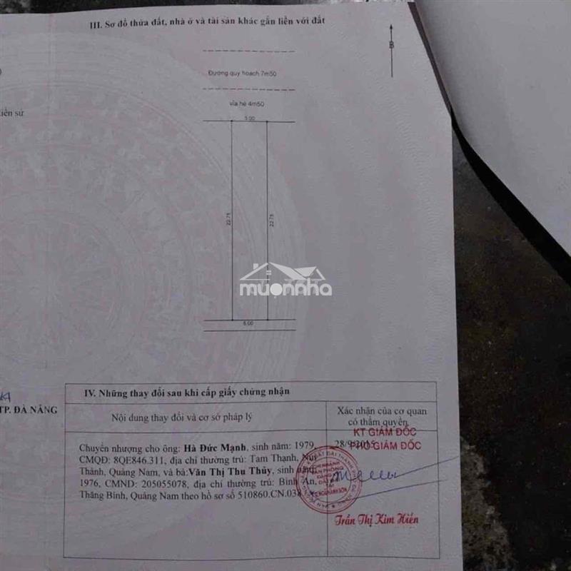 Chính chủ đi định cư cần bán gấp đất đường 7,5m nguyễn minh châu, làng