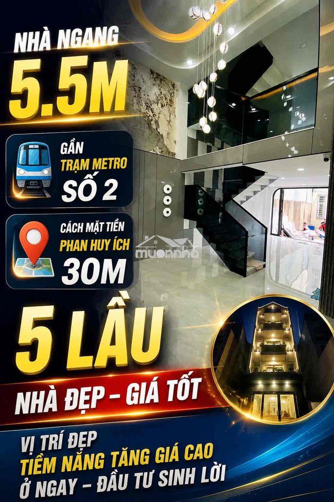Hot - 8m mặt tiền đường phan huy ích, 5 lầu giá siêu tốt
