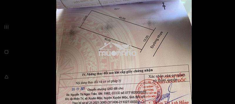 Bán đất khu đường bàn cờ xã xuyên mộc