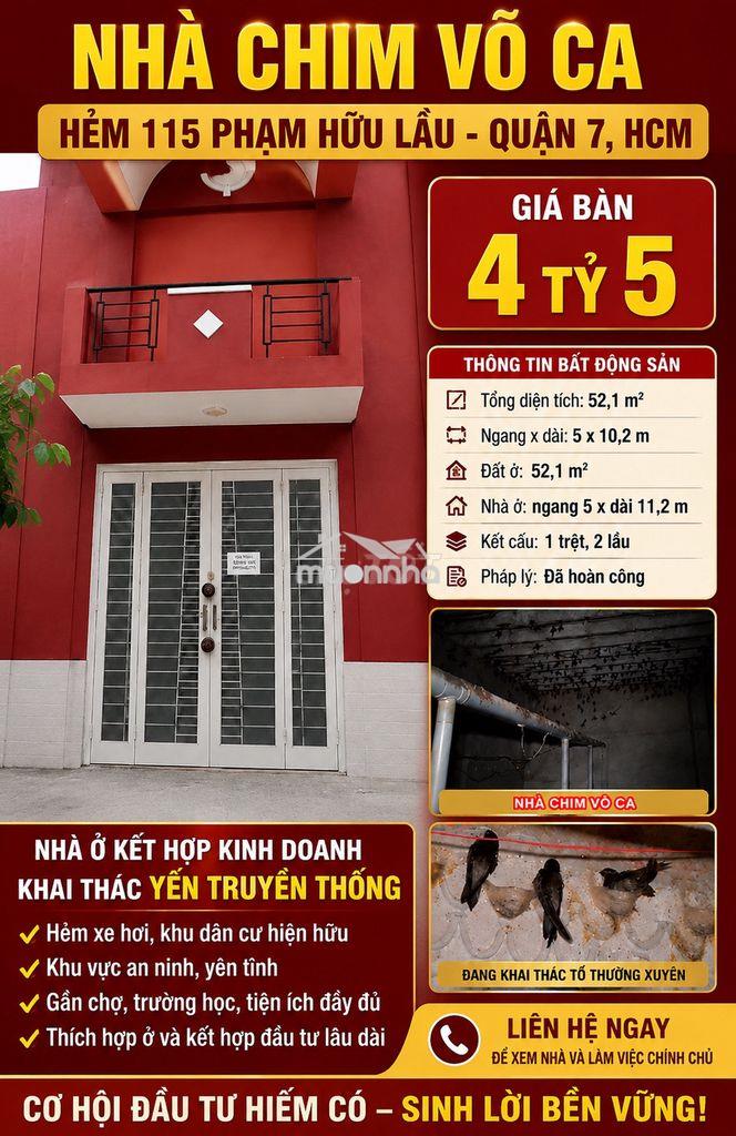 Bán gấp nhà nuôi yến quận 7 – giá chỉ 4 tỷ