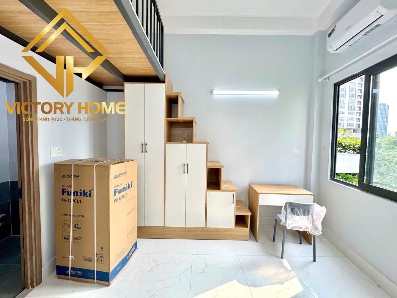 Cho thuê căn hộ ban công, thang máy di chuyển 3p đến đh giao thông vận tải,hutech, ngoại thương, hồng bàng, uef
