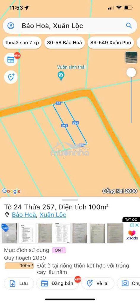 Đất thổ cư bảo hòa, thành phố đồng nai 100m2 - chính chủ - 2