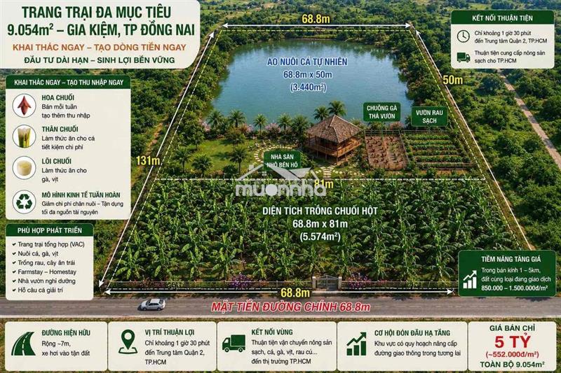 Đất làm trang trại, farmstay cách hcm 50 phút chỉ 598tr/1m2