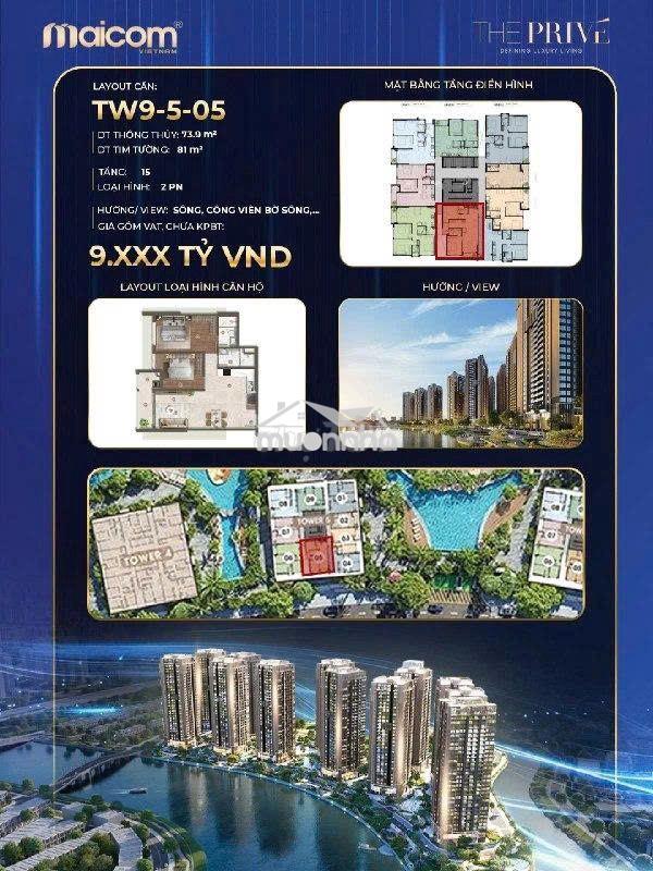 2pn the privé | căn 2pn giá hợp lý nhất dự án | hlts 5 năm & ck 500tr