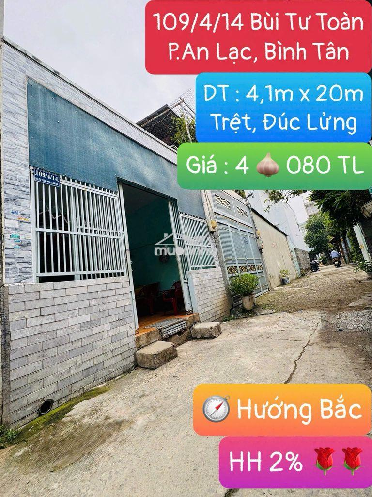 Kdc hiện hữu 80m2-4,08tỷ. hh2%-109/4/14 bùi tư toàn, an lạc,bình tân.