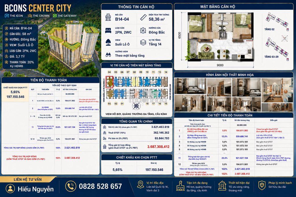 Bcons center city - căn gốc siêu đẹp giá chỉ 3,6 tỷ - 3