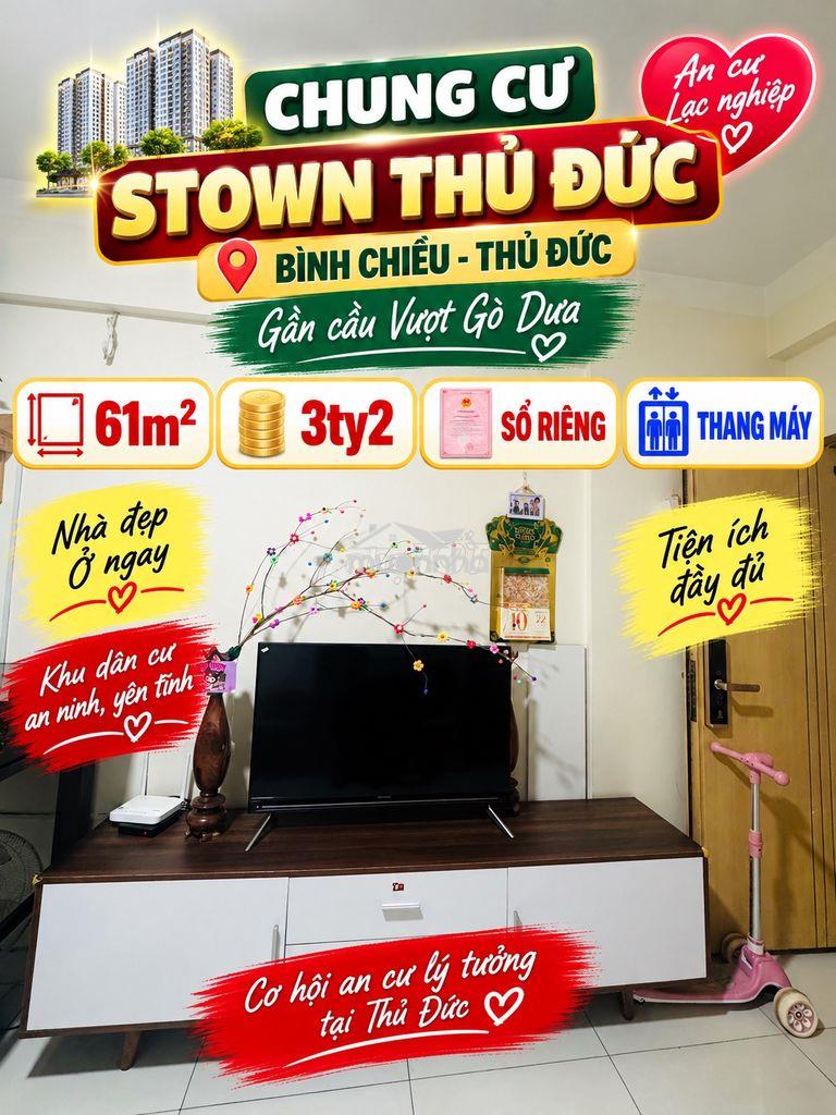 Căn hộ stown thủ đức, căn góc 55.5m2, 2pn 2wc, sổ hồng, 3.2 tỷ