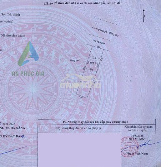 Bán 116m2 đất mặt tiền đường nguyễn công trứ,sơn trà