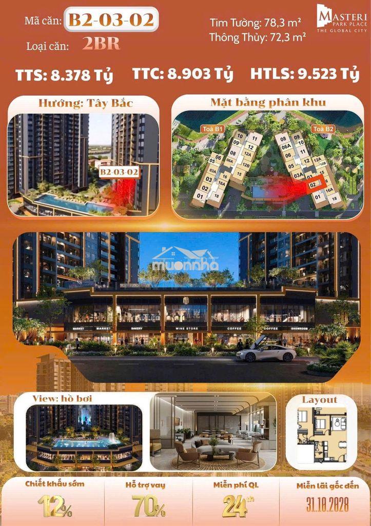 Bán gấp căn 2pn giá rẽ nhất trong giỏ hàng hiện tại, view hồ bơi