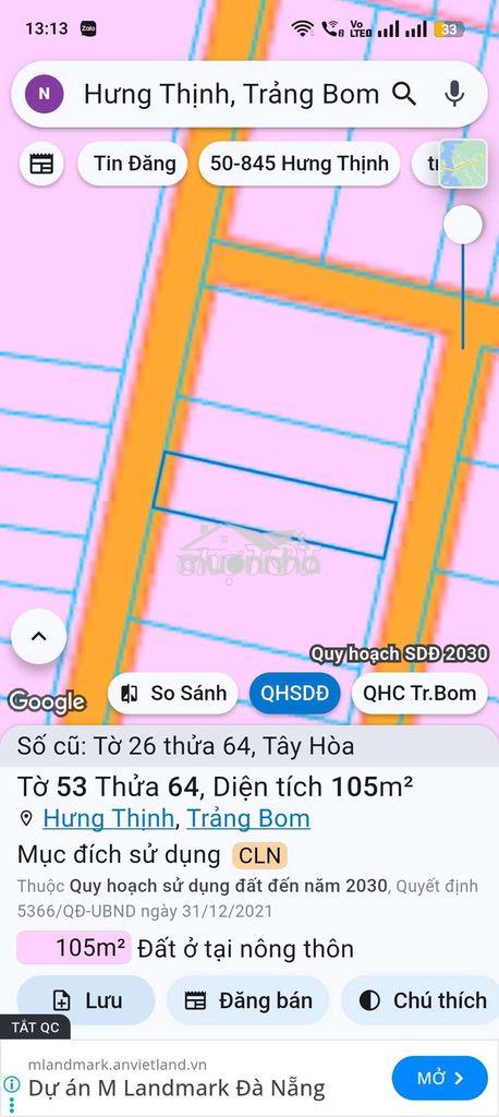 Đất 105m² 2 mặt tiền – full hồng – gần kcn bàu xéo – chỉ 490tr - Ảnh 2