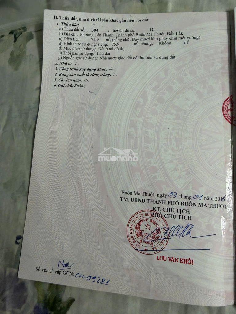 Bán gấp nhà 33a chu mạnh trinh buôn ma thuột