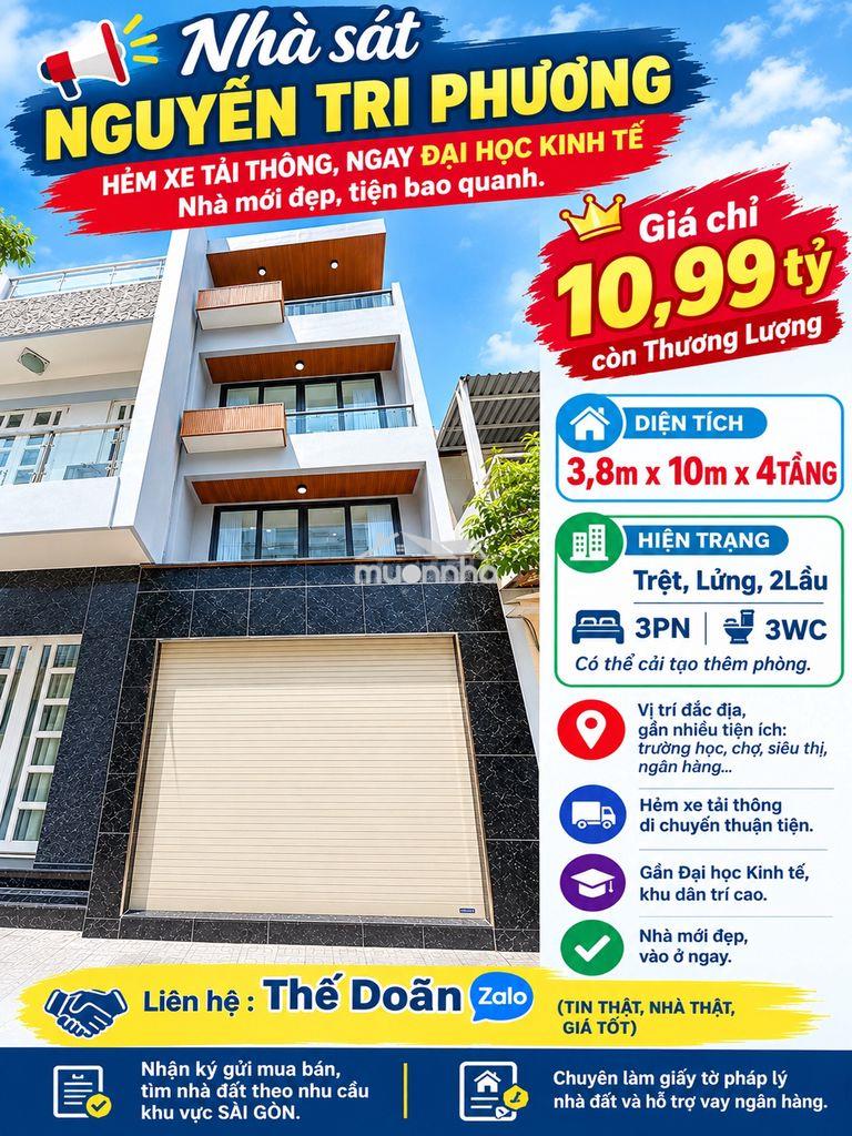 🔔 Nhà sát nguyễn tri phương, hẻm xe tải thông, ngay đại học kinh tế