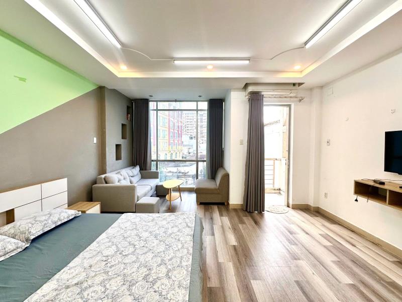 Căn hộ 1 phòng ngủ bình thạnh, full nội thất, cửa sổ lớn, máy giặt riêng, ban công, gần nguyễn hữu cảnh, q1, q2, q3
