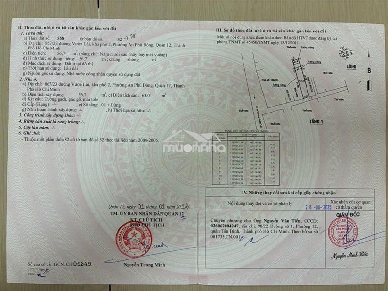 Chính chủ bán nhà vườn lài gần chân cầu an phú đông 